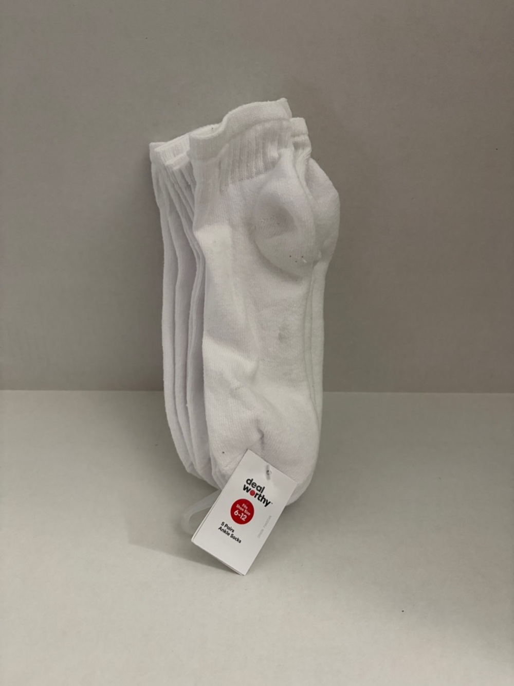 Dealworthy White Low-Cut Ankle Socks 5 Pack Men’s Shoe Size 6–12 NEW
